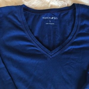 Fashion Bug Small Blue V-Neck Long Sleeve T-shirt